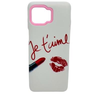 Imagem de Capa Celular Compatível com Motorola Moto G 5G Plus XT2075 Com Suport Para Dedos (Branco Je T´aime)