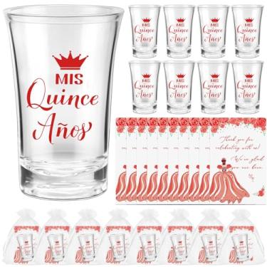 Imagem de Havawish Lembranças de festa de quinze anos para convidados Quinceanera copos de acrílico transparente cartões de agradecimento com sacos de organza Mis Quince Anos Sweet 15 lembrancinhas de festa de