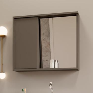 Imagem de Armario Para Banheiro Espelheira Unik Detalhe Em Mdf 77,6cm Grafite