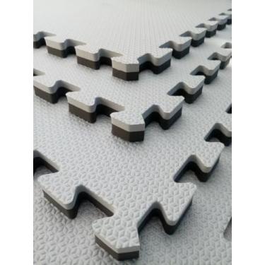 Imagem de Genérico Kit 4 Tatames Tapetes EVA 50x50x4cm 40mm Bicolor Cinza com Preto para Lutas, Jiu-Jitsu e Judo
