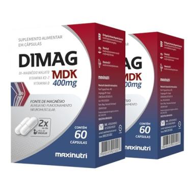 Imagem de Kit 2 Dimag MDK 400mg Di-Magnésio Malato Vitamina D e K2-7 Chikweb 60 Cápsulas