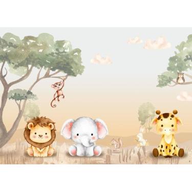 Imagem de Papel de Parede Foto Mural Adesivo Safari Baby Aquarela Autocolante 25