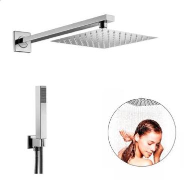 Imagem de Ducha de banho com desviador 30x30 quadrada metal inox - CREATORE