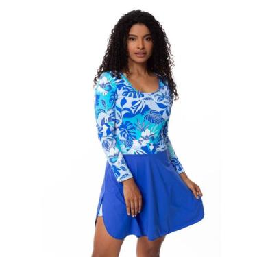 Imagem de Maiô de perninha com saída de praia evangélica Manga Longa UV50+ Do P 