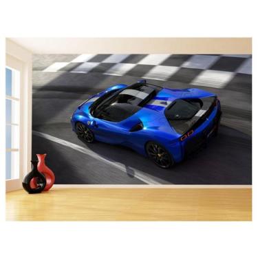 Imagem de Papel De Parede 3D Carro Ferrari Azul Escuro 3,5M Car144 - Você Decora