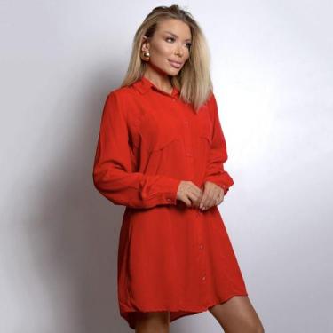 Imagem de Vestido Camisa Chemise Manga Longa Tendência Moda Verão - Gisele Freit