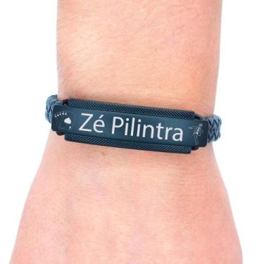 Imagem de Pulseira Zé Pilintra Masculina Couro Preta - Balaio de Santo