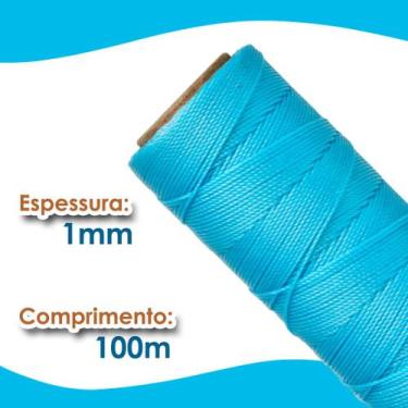 Imagem de Cordão Encerado 1mm - Fio Cordone Azul Turquesa - 100 Metros - Nybc