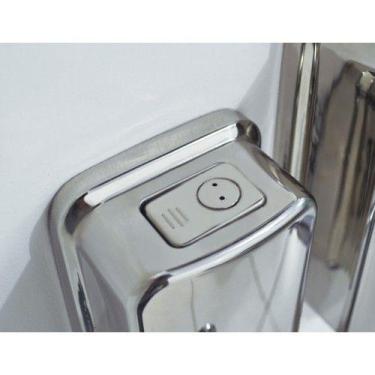 Imagem de Saboneteira Inox Liquido E Alcool Gel C/ Chave 1300 Ml Maos - Biovis
