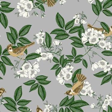 Imagem de Papel de Parede Vinílico Contemporâneo Floral Cinza 4113 - Bobinex