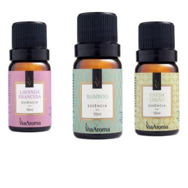 Imagem de Kit 3 Essências 10ml Lavanda Francesa, Bamboo, Capim Limão - Via Aroma