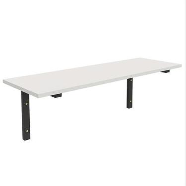 Imagem de Prateleira em MDF Com Cantoneira Comac, Branco/Preto, 90 cm