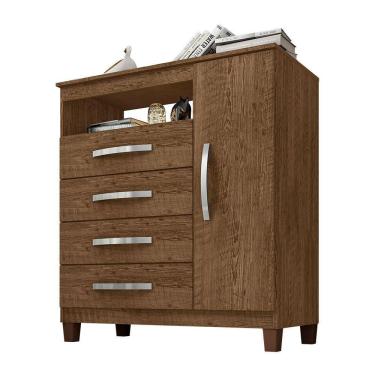 Imagem de Cômoda Sapateira 1 Porta E 4 Gavetas Monique Malbec - Pallazio
