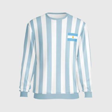 Imagem de Blusa Moletom Argentina Copa Futebol Careca Sem Capuz Casaco - Bueno S