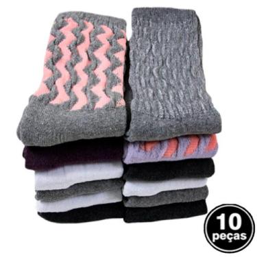 Imagem de Kit 10 Pares Meia Aeróbica Fitness Cano Alto Academia Meião - Bella Fi