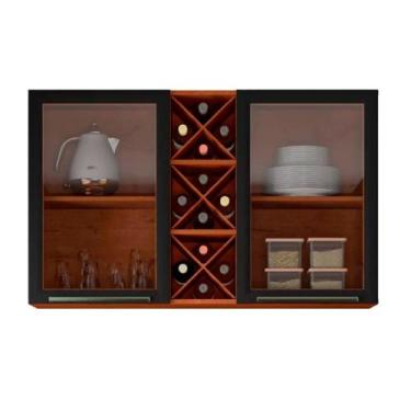 Imagem de Armario Aéreo Zanzini Favorita com 2 Portas de Vidro e Adega 120cm Nat