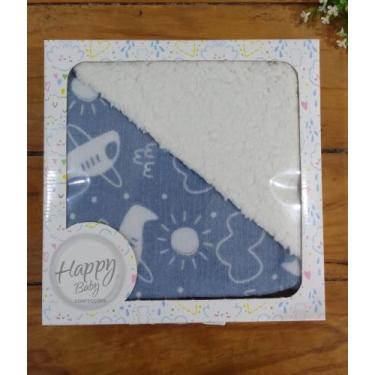 Imagem de Manta Cobertor para Bebê Microfibra com Sherpa AVIÃO CINZA 1 Peça - Ha