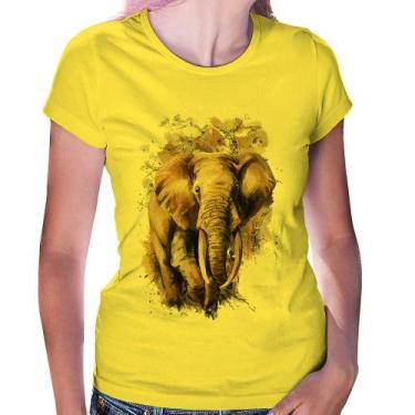 Imagem de Baby Look Elefante Watercolor - Foca na Moda, Amarelo, GGG
