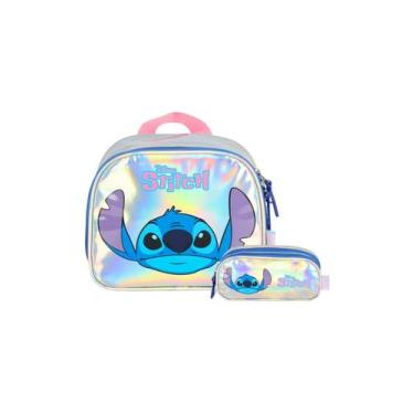 Imagem de Kit Escolar Holográfico Lilo Stitch Lancheira +Estojo Triplo - Luxcel