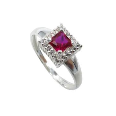 Imagem de Anel Formatura Feminino Prata 925 Zircônia Quadrada - Maça de Prata, V