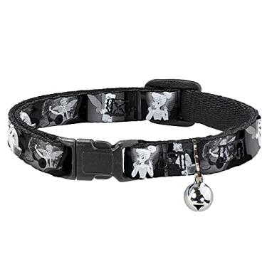 Imagem de Buckle-Down Coleira de gato Breakaway – Cenas Sininho Tinker Bell preto/branco – 1,27 cm de largura – Serve para pescoços de 20,32 a 30,48 cm – Médio
