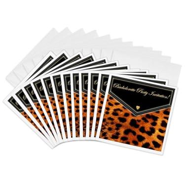 Imagem de Convites de festa de despedida de solteira 3dRose Leopard - Cartões de felicitações, 15 x 15 cm, conjunto de 12 (gc_40613_2)