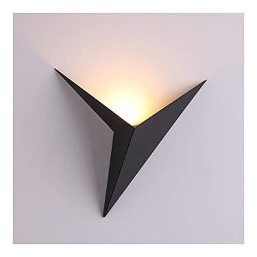 Imagem de Luminária de parede triangular moderna criativa 3W minimalista nórdica LED para sala de estar lâmpada de cabeceira decoração de casa -(Preto)