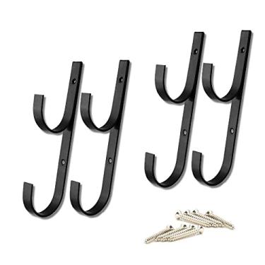 Imagem de WWD POOL Conjunto De Suportes Para Postes De Alumínio Para Piscina, Preto, Pacote Com 2(4 Ganchos), Para Postes Telescópicos, Ancinhos Para Folhas, Skimmers, Redes, Escovas, Mangueiras De Vácuo(2 Pare