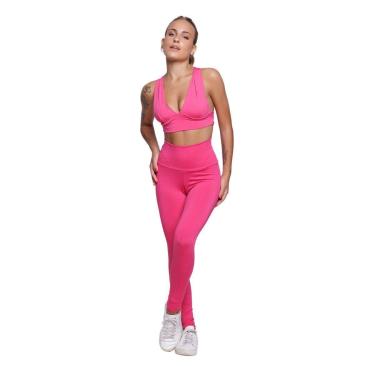 Imagem de Conjunto Top Bojo Costa Cruzada e Calça Suplex Bella Fiore Roupa Para Academia Moda Fitness-Feminino