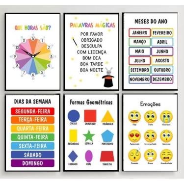 Imagem de Quadros Pedagogicos Educativos Escola Brinquedoteca 6 Peças - CAMALEÃO