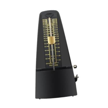 Imagem de TTETTZ Metrônomo alto som metal botão de alta precisão universal faixa precisa batida tempo para guitarra piano tambores violoncelo saxofone, Preto