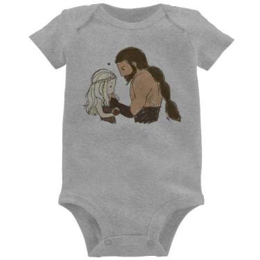 Imagem de Body Bebê Khal Drogo e Daenerys Targaryen - Foca na Moda, Cinza, G