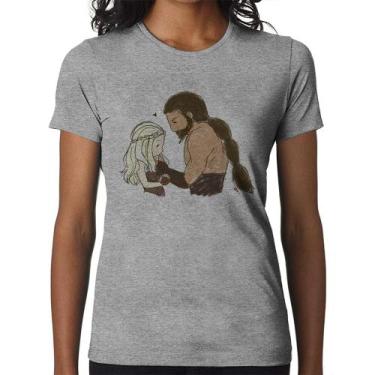 Imagem de Baby Look Khal Drogo e Daenerys Targaryen - Foca na Moda, Cinza, GG