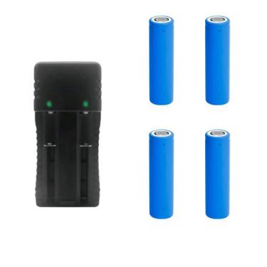 Imagem de Kit 1 Carregador De Bateria Duplo 2 Slot 14500 Mais 4 Baterias De Gran