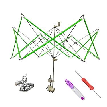 Imagem de RRigo Enrolador de fios Swift para novelos + 1 tesoura + 1 peça de crochê com laço de tricô ajustável + 1 peça de crochê