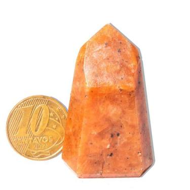 Imagem de 01 Ponta Calcita Laranja Pedra Natural 4 a 5cm Tipo A - CristaisdeCurv