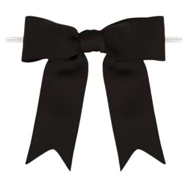 Imagem de Meseey Laços de fita de gorgorão pré-fabricados para sacos de petiscos, 7,6 cm, conjunto (preto, 100)