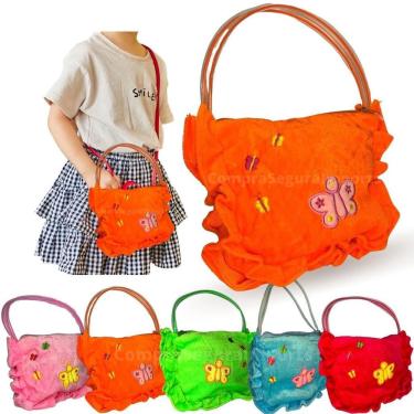 Imagem de Bolsa Infantil Com Zíper Para Meninas Borboleta - Laranja