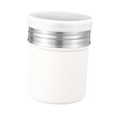 Imagem de WeiLaiKeQi aço inoxidável pó de salão garrafa de salina de lata de lata em pó agitador de açúcar para assar bolo de aniversário farinha de farinha cozinheira, Branco