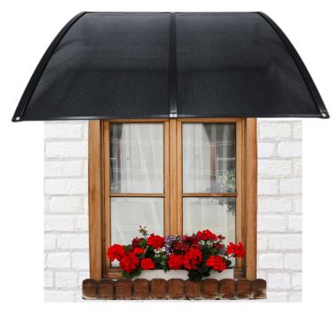 Imagem de Toldo Policarbonato Preto Fumê 75 cm x 1,5 metro Kit Completo Proteção para Portas Janelas Compressor (75x150)