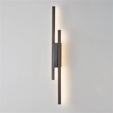 Imagem de Luminária de parede LED linear de tira longa, corpo de latão e cúpula de silicone, arandela nórdica, luminária de parede interna para quarto e sala de estar (escuro, 60