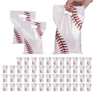 Imagem de Tinoaly 50 peças de sacos de presente de beisebol, lembrancinhas de festa com tema de beisebol, estilo esportivo para doces, petiscos, presentes perfeitos para aniversário, suprimentos de festa com