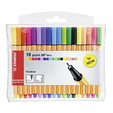 Imagem de STABILO Fineliner point 88 MINI - Carteira com 18 - Cores sortidas incluindo 5 neon