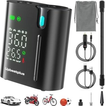 Imagem de Compressor de ar portátil para inflador de pneu, bomba de ar rápida 3 x para infláveis com medidor de pressão de pneu, inflador de pneu portátil elétrico sem fio para bomba de carro, bomba de