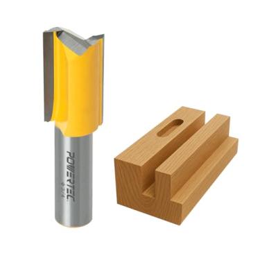 Imagem de POWERTEC Broca de fresa reta, haste de 1/2 polegada, diâmetro de corte de 0,9 cm com comprimento de corte de 3,5 cm, serve para roteador CNC, roteador portátil e roteador de mergulho, pacote com 1