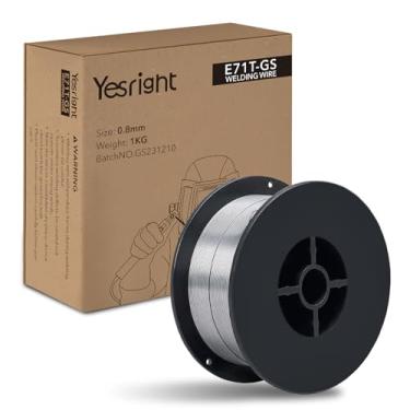 Imagem de YesRight Fio de solda Flux Core E71TGS 0,76 cm, carretel de 0,9 kg, fio de solda Mig de aço suave sem gás com baixo respingo para soldagem em todas as posições e uso externo