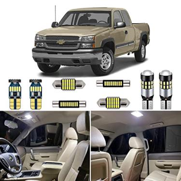 Imagem de AUTOGINE Kit de luzes LED interiores brancas de 12 peças para Chevrolet Chevy Silverado/GMC Sierra 1999 2000 2001 2002 2003 2004 2005 2006 Super Bright 6000K Pacote de lâmpadas de LED interiores + ferramenta de instalação