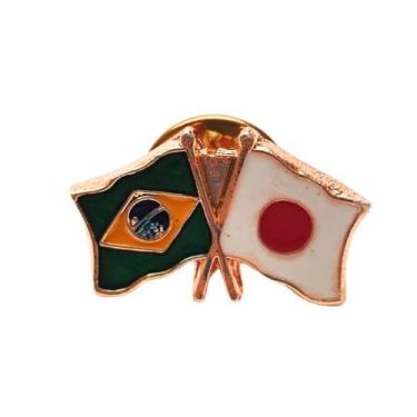 Imagem de Bótom pin bandeira do brasil x japão folheado a ouro - LINDA SEREIA ST