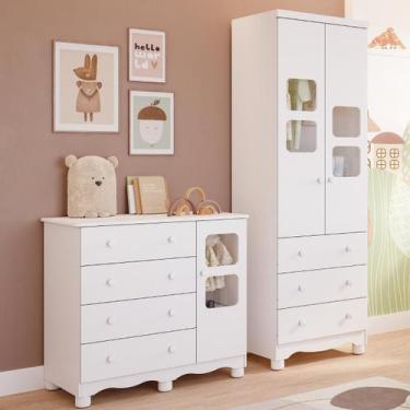 Imagem de Quarto de Bebê Completo Guarda Roupa Uli 2 Portas Cômoda Uli MDF - Fau