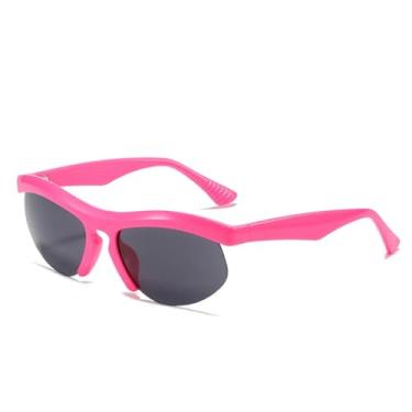 Imagem de HPIRME Óculos de sol retrô sem aro, feminino, fashion, cores doces, UV400, masculino, esportivo, para dirigir (tamanho único/rosa, cinza)